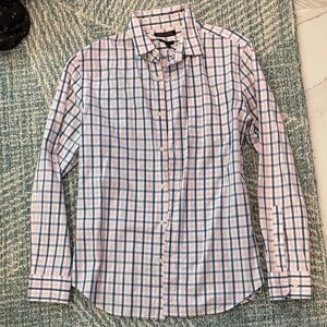 Banana Republic Blue and Pink Plaid Dress Shirt